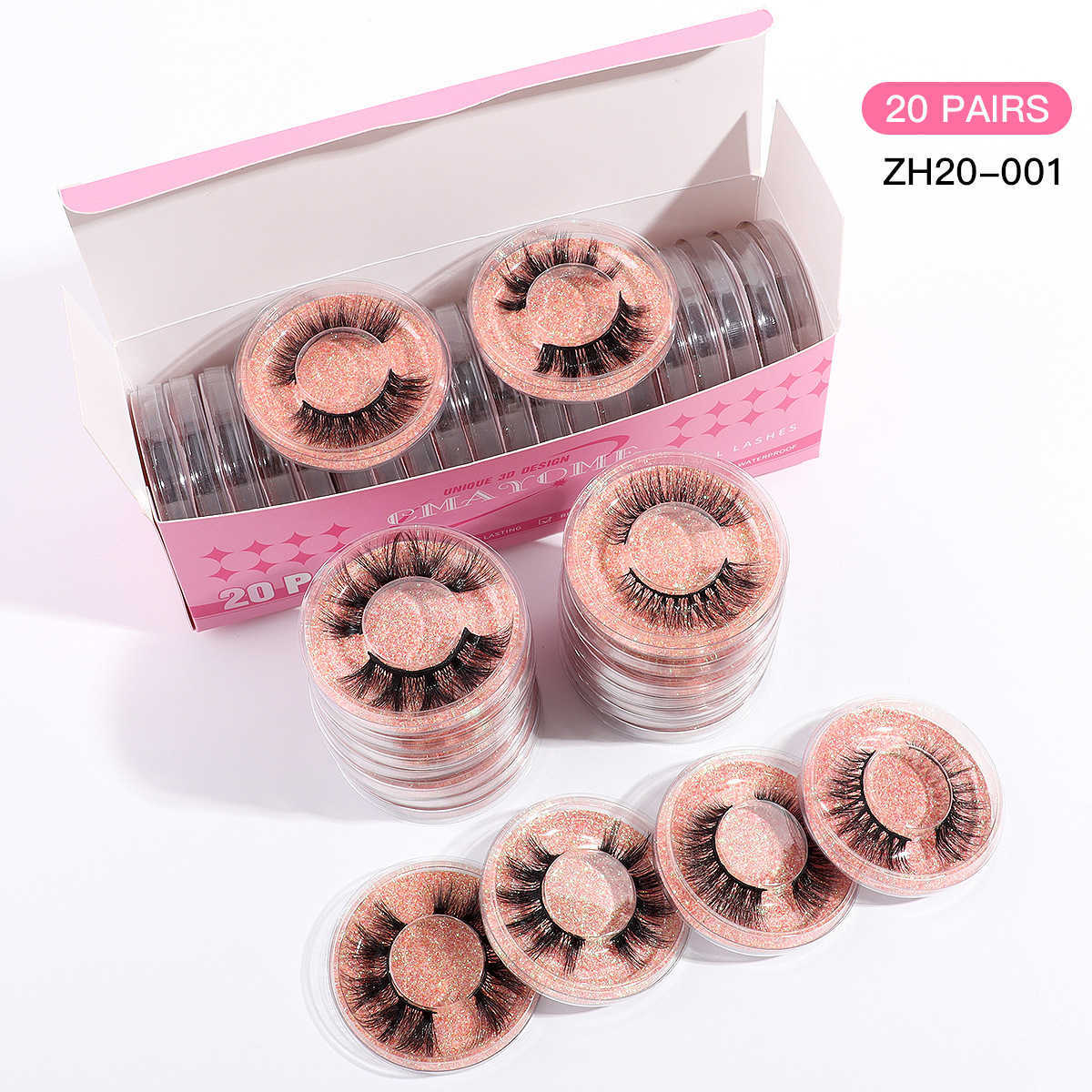 20 box combination set of thick and exaggerated false eyelashes thick eyelashes naturally curled eyelashes and curled eyelashes W250324