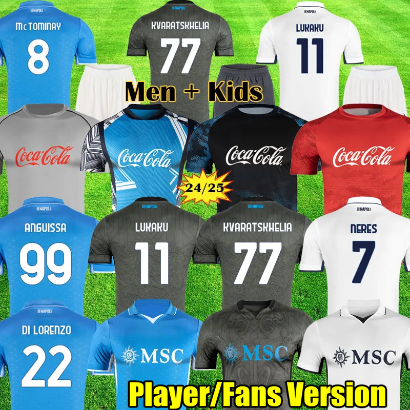 LUKAKU Napoli 24 25 soccer jerseys Maglia Naples 2024 2025 McTOMINAY KVARATSKHELIA BUONGIORNO Football Shirts Napoli jersey top kit men kids Training Shirt