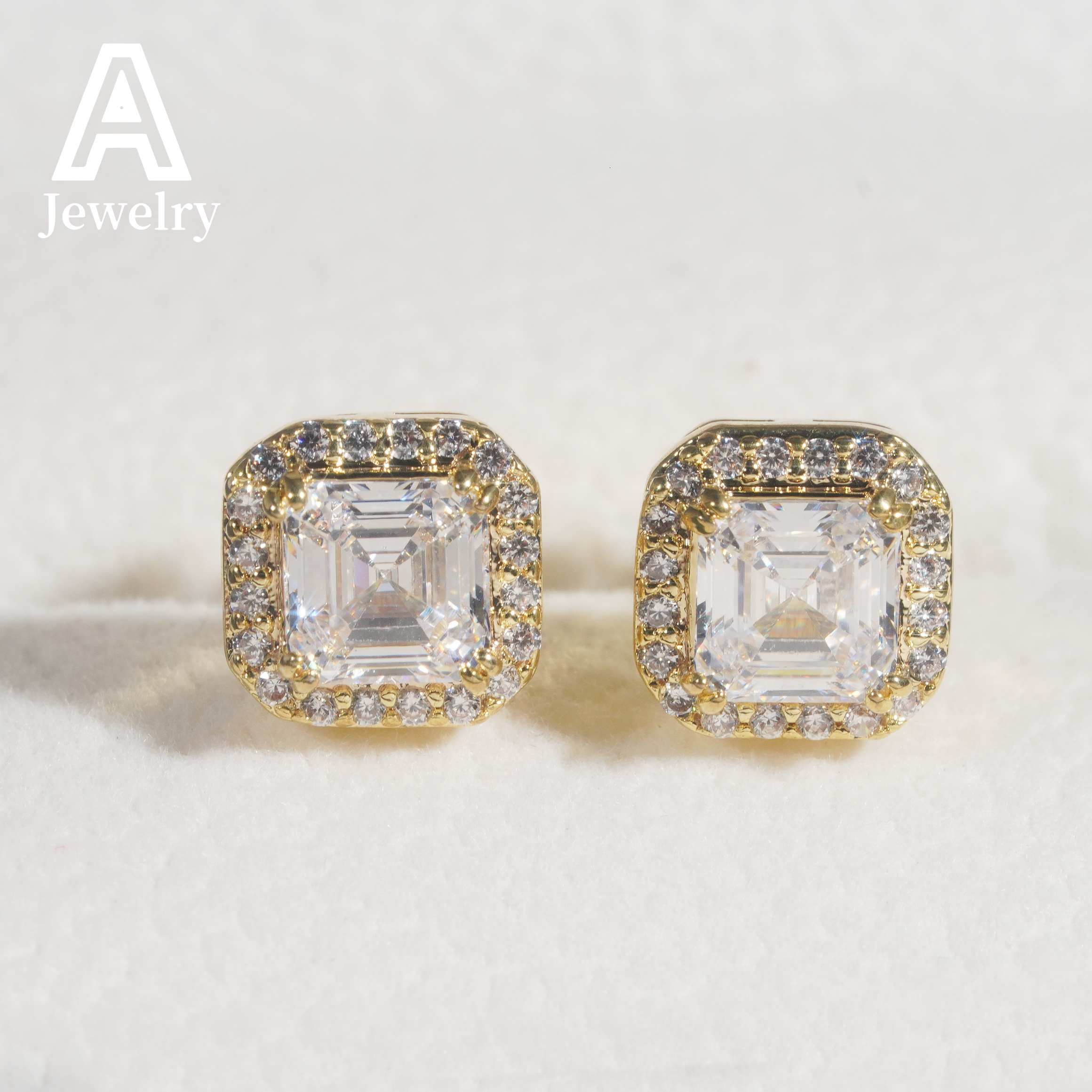 Best-selling European and American boutique 10mm925 sterling silver moissamite earrings hip hop street personality