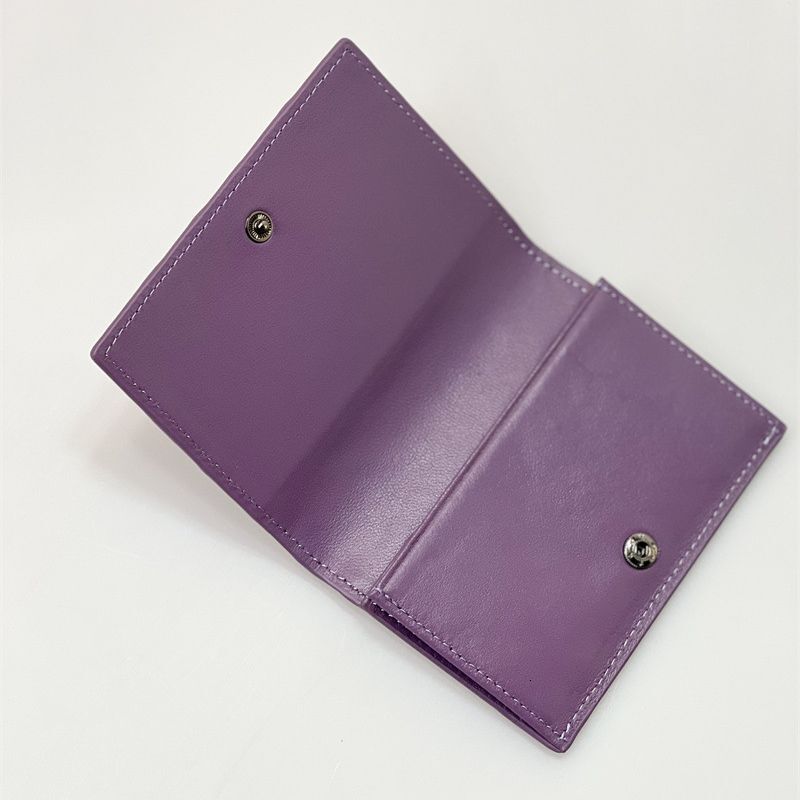 Handmade Woven Leather Wallet, Folding Change Diamond Grid Sheepskin Business Fashion Bag Card Cover