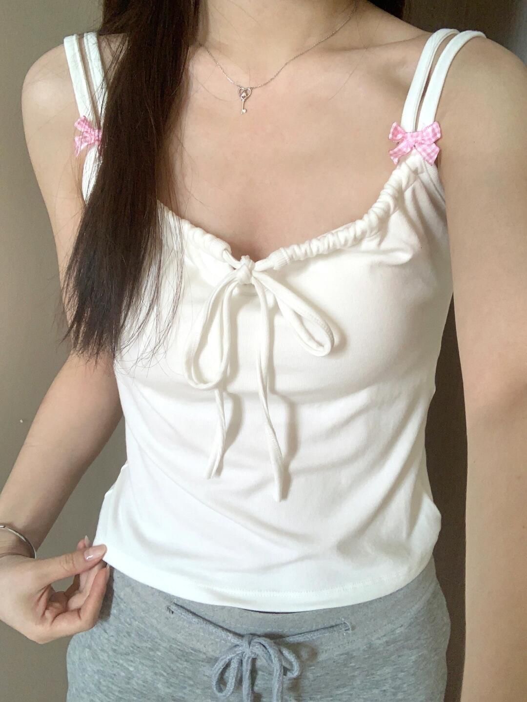 2025 New Sweet And Spicy Girl Bow Designer Vest With Chest Cushion Inside And Outside The Beach Fixed Cup Outdoor Sexy And Beautiful Women's Back