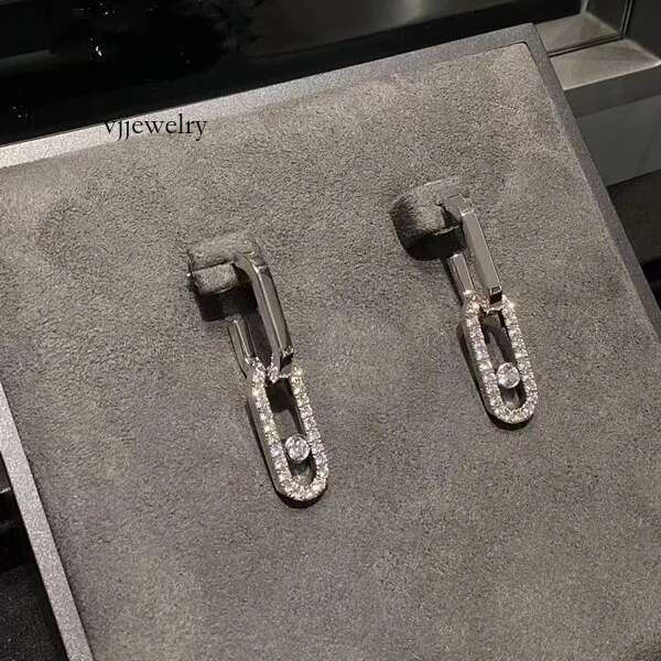 Designer Jewelry Gaoban Ben Inlaid Classic Exquisite Single Diamond Sliding Earrings French Fashionable Daily Versatile Dynamic