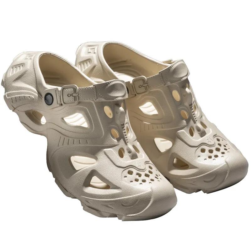 Thick soled sandals Designer anti slip toe cap slippers wear-resistant breathable perforated shoes men buckle external wear non smelly foot sandals 20
