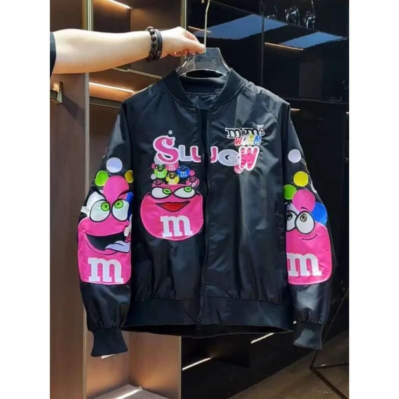 American Cartoon Zipper Printed Baseball New Spring Couple Trend Brand Hip-Hop Youth Fashion Retro Loose Casual Jacket