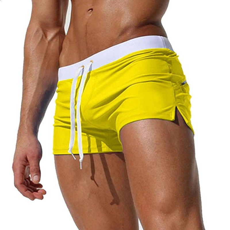 Mens Swimsuit 10 Color Back Pocket n Quickdrying Beach Boxer Shorts Summer Swimming Trunks 250321