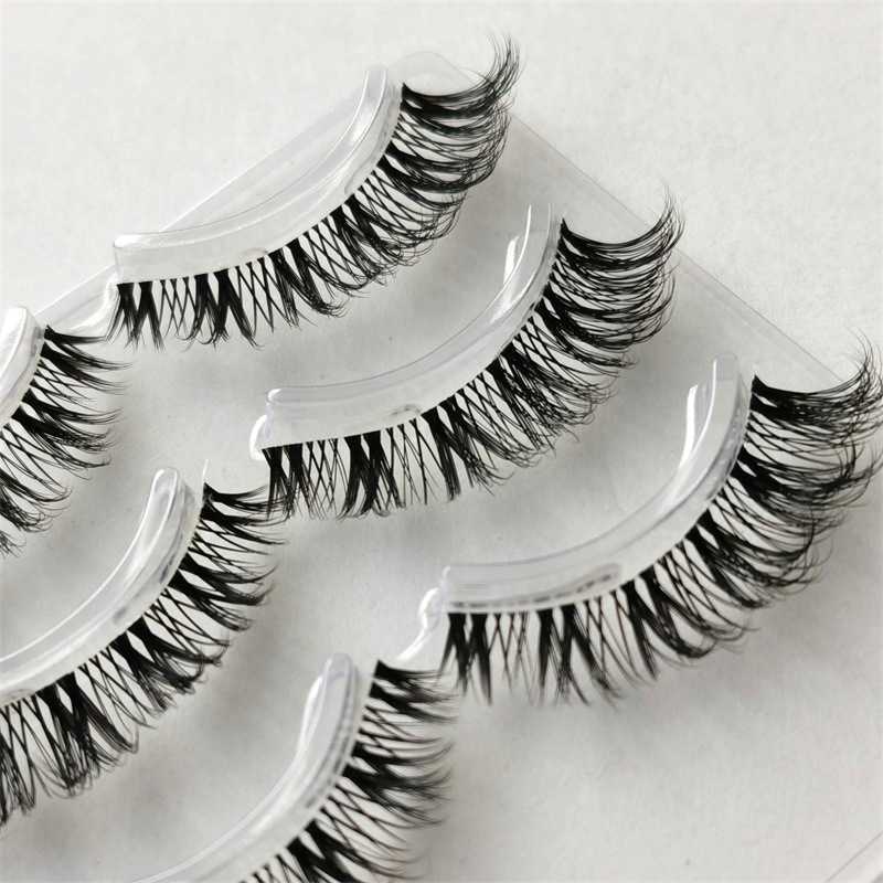 Dense curled single line thin stem transparent stem fake eyelashes whole 3D layered elongated tail of the eyes imitating mink fur W250324