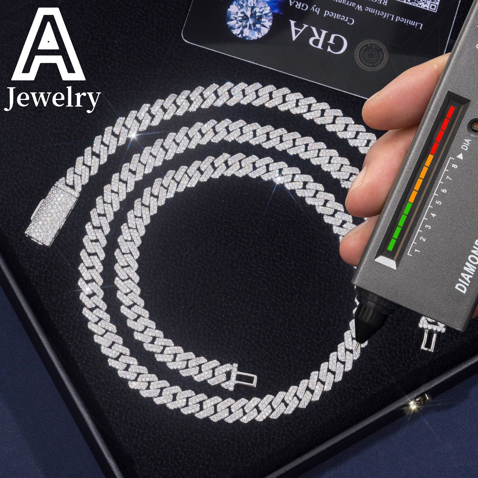 Fast shipping hip hop jewelry for men women custom 925 sterling silver Iced out 8mm moissanite cuban link chain