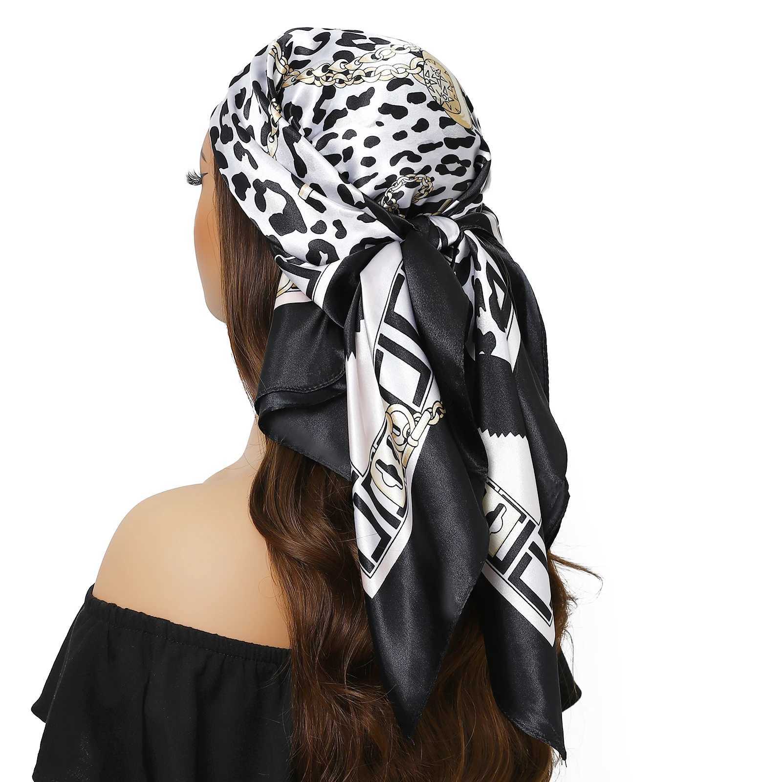 Fashion beach sunset silk scarf new 90X90CM shawl European and American 35.4-inch Kerchief Popar printing square Bandan X250324