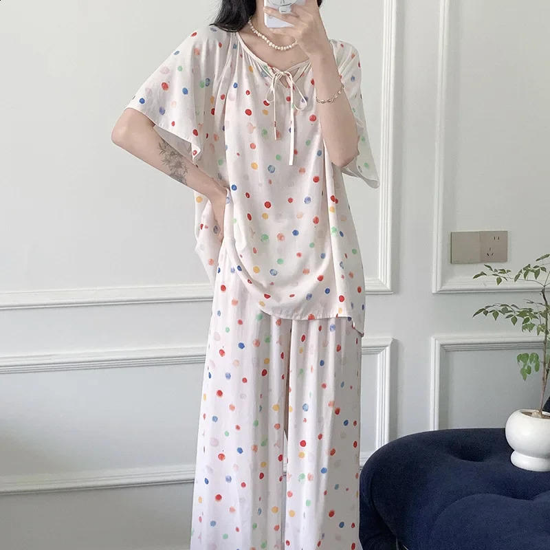Pajamas womens summer shirts cotton silk thin home loose casual comfortable high-end soft simple ethnic style 250321