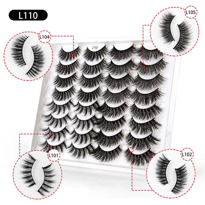 Fake Eyelash 16 Pair Set Mixed Cat Eye Fluffy Exaggerated Thick 3D mink like Eyelash W250324