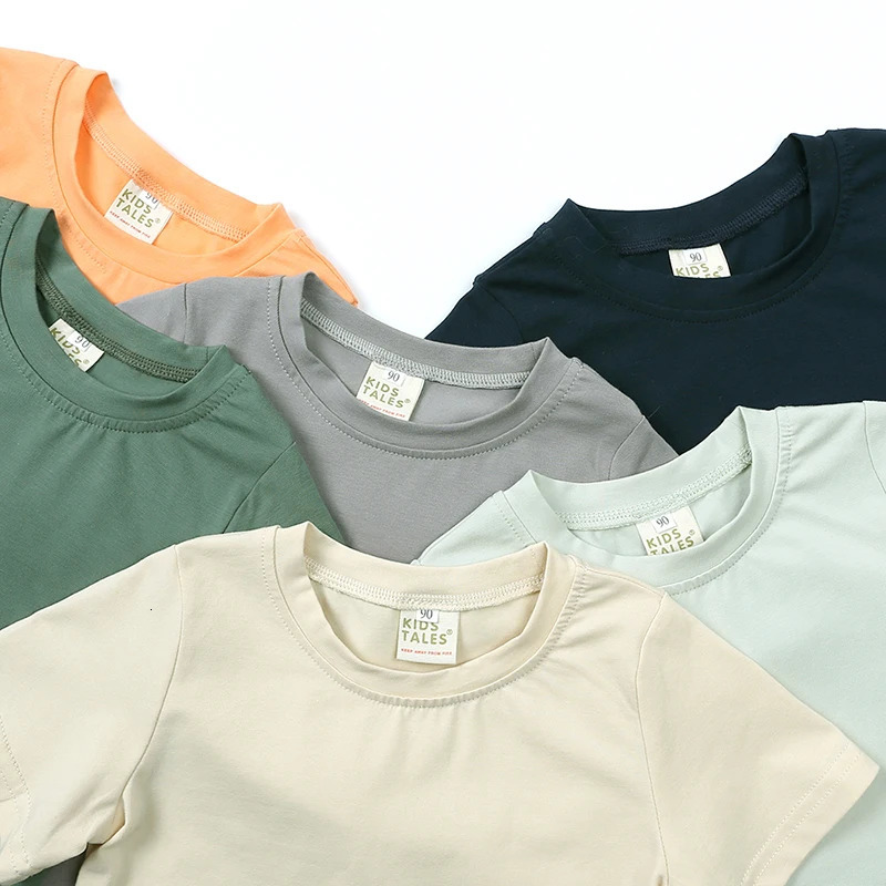 Customize and add your childrens baby boy girl T-shirt childrens short sleeved candy color cotton T-shirt top childrens summer clothing 250322