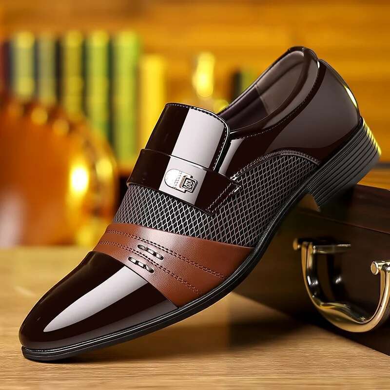 Oxford Men's Lacquer Wedding Shoe Pointed Toe Dress for Classic Business Men Leather Shoes Big Size 38-48