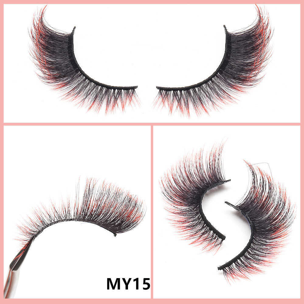 Colorful cat eye false eyelashes imitating mink eyelashes thick and curled naturally multi-layered false eyelashes W250324