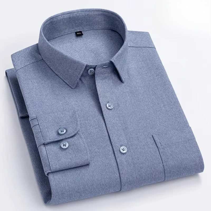 High quality 100% pure cotton long sleeved mens casual shirt pure cotton style top elegant clothing X250324