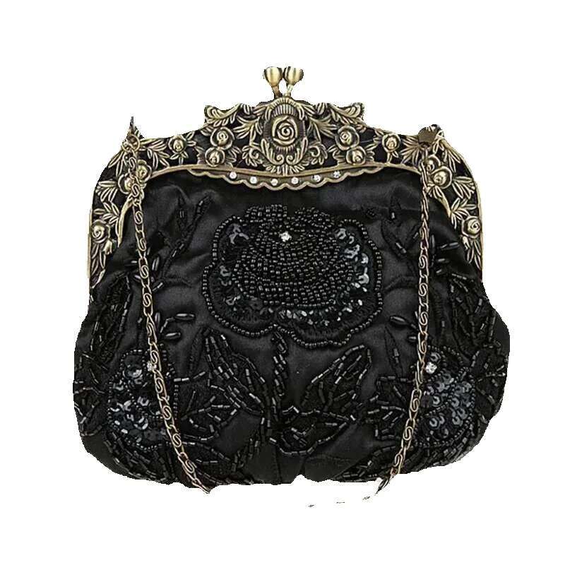 2025 New Vintage Beaded Evening Embroidered Dia Sequined Clutch Hand Bride Bag
