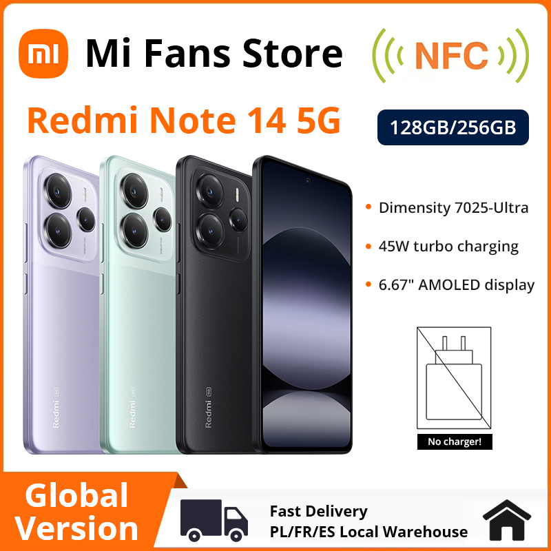 Xiaomi Redmi Note 14 5G Smartphone European Version NFC MTK Dimensity 7025-Ultra 108MP Camera 5110mAhOLED 120Hz,Al 108 MP camera