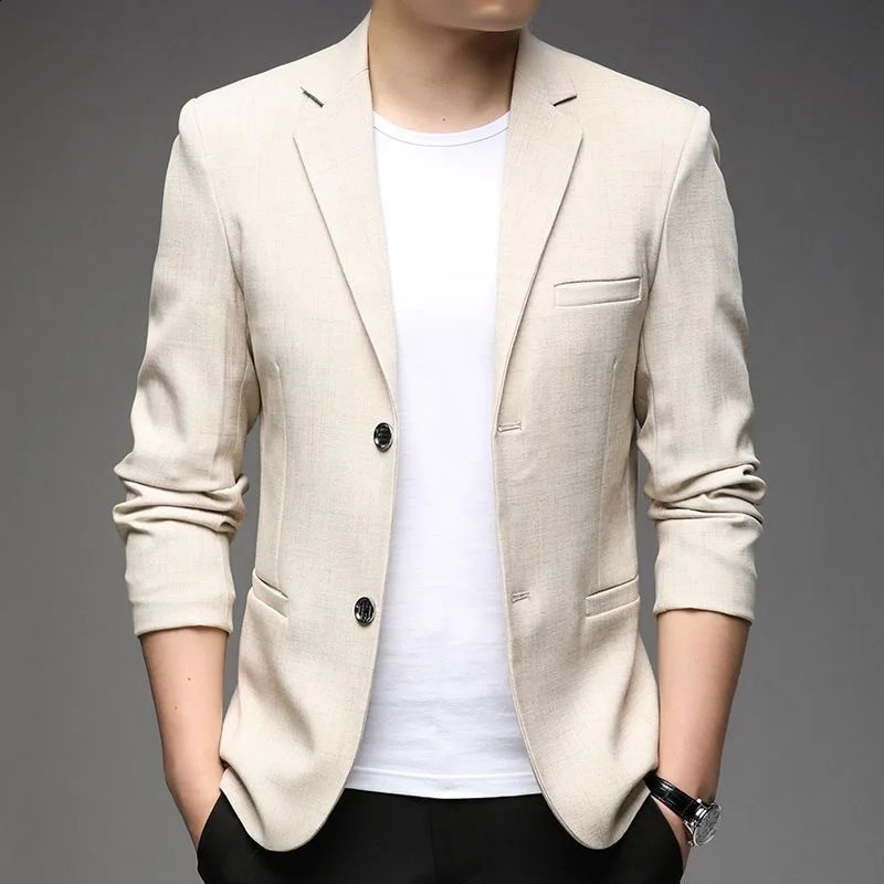 Mens Formal Wear Thin Blazers Jackets Spring Male Business Casual Suits Coats Fashion Man Solid Blazers Mens Clothing 4X 250321