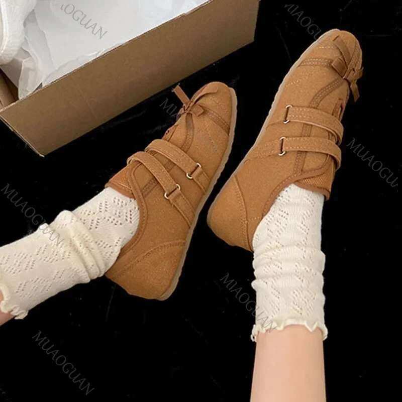 for Woman Flats Soft Sole Bow-Knot New Dress Spring Summer Ballerinas Women's Shoes Retro Butterfly Leisure Mary Jane Shoe