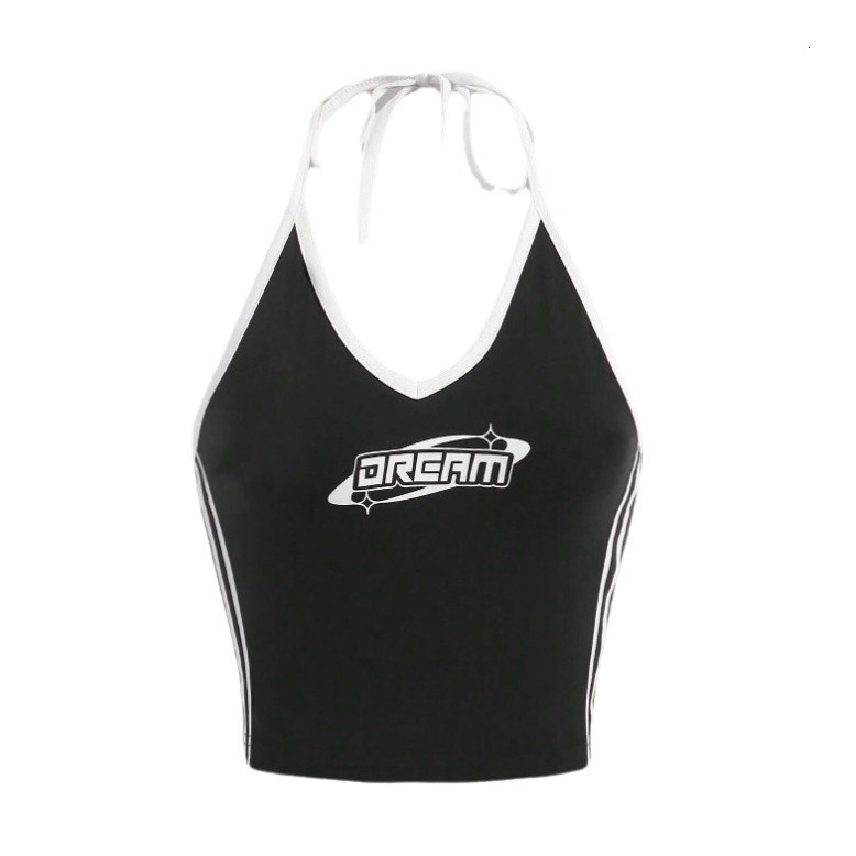 2025 New Letter Printed Color Beach Vest Fashion Casual Set Red, Black, White Outdoor Spicy Girl Slim Fit Tank Top