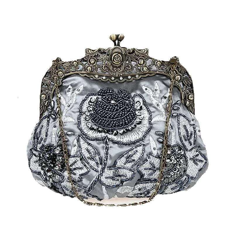 2025 New Vintage Beaded Evening Embroidered Dia Sequined Clutch Hand Bride Bag