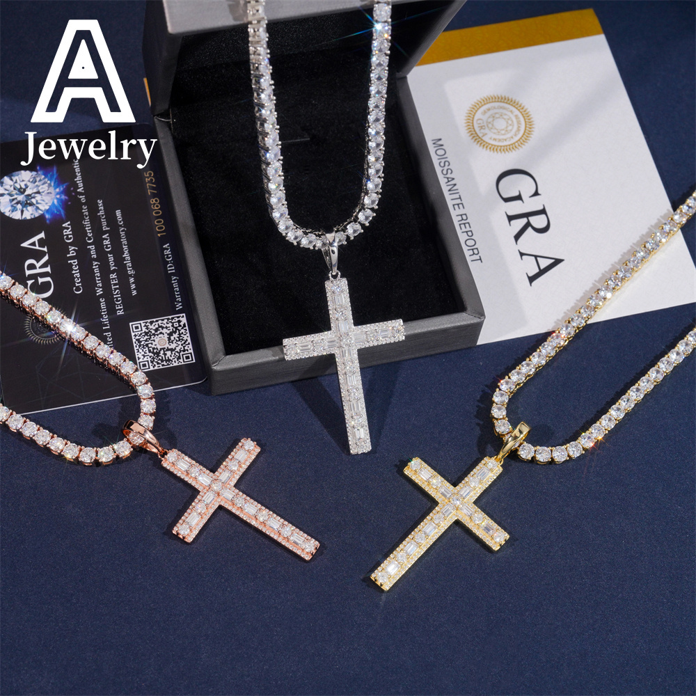 New Style Hip Hop iced out Cross Pendant Moissanite Pendant Pass Diamond Teste Pendantr