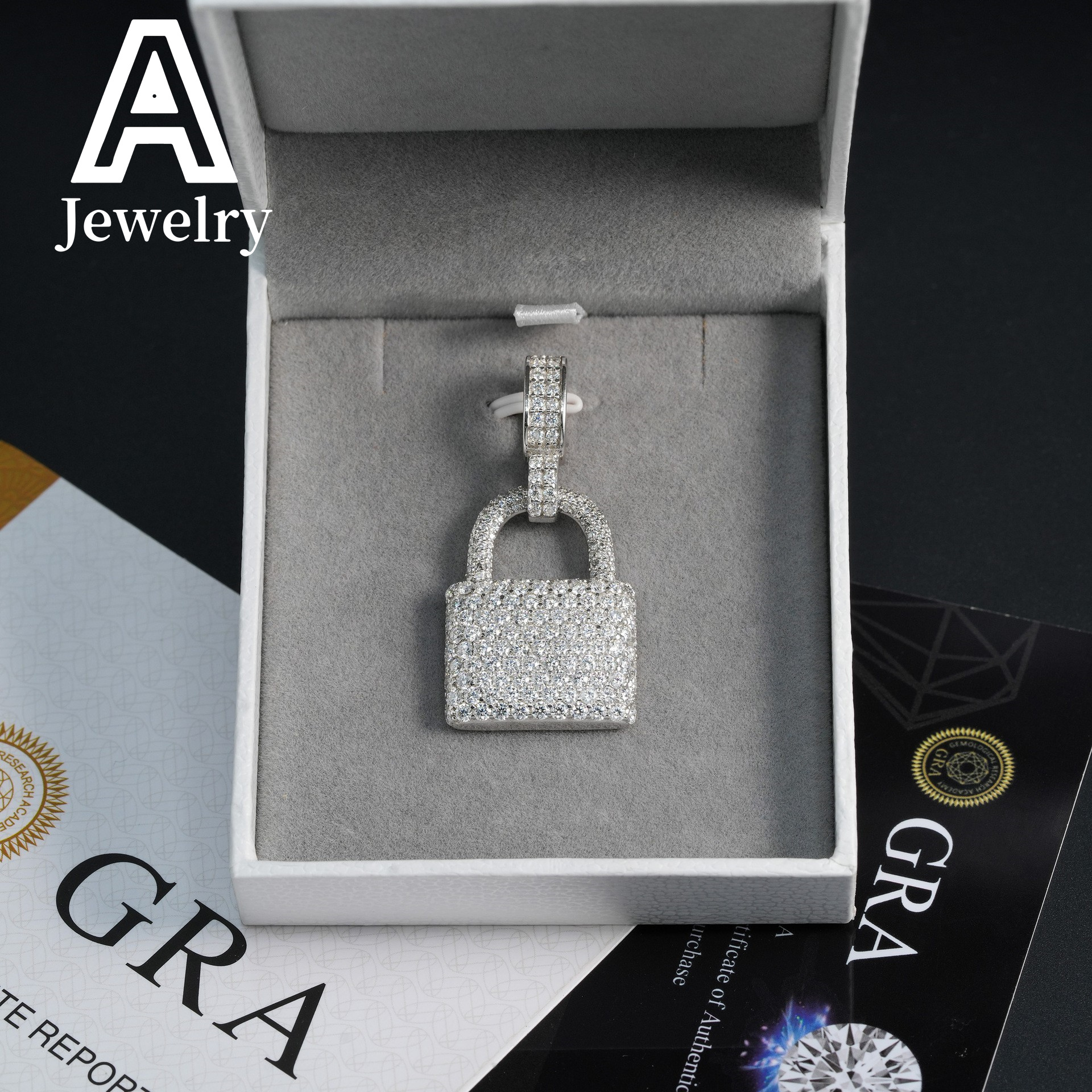 Iced Out Jewelry Hip Hop Pendants Custom Lock Design VVS Moissanite Diamond Charm Pendants for men women