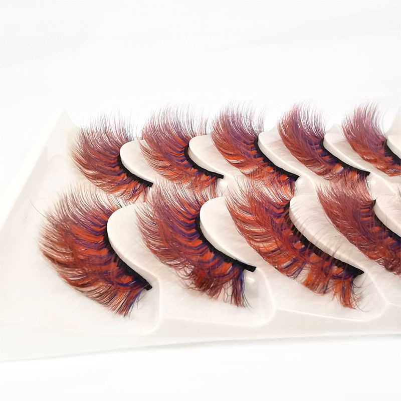 Colorful 5-Pair 3D Thick False Eyelash Stage Makeup Roll Up Messy Soft Eyelash W250324