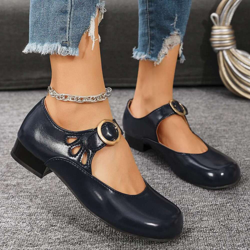 Casual Buckle Strap Mary Jane for Women Spring Summer Comfort Low Heel Pumps Woman Lightweight Soft Sole Dress Shoes