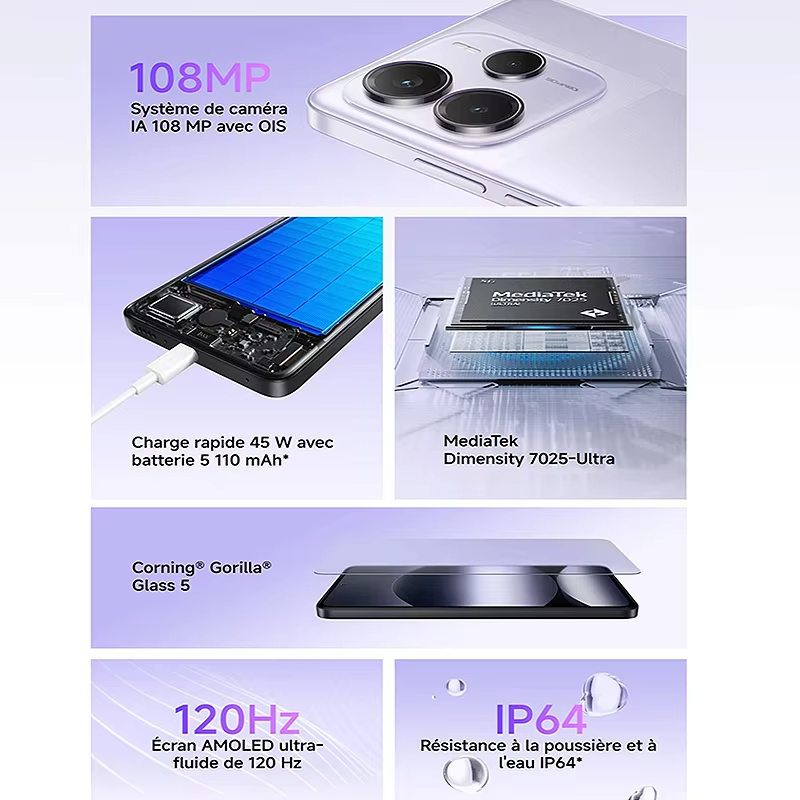 Xiaomi Redmi Note 14 5G Smartphone European Version NFC MTK Dimensity 7025-Ultra 108MP Camera 5110mAhOLED 120Hz,Al 108 MP camera
