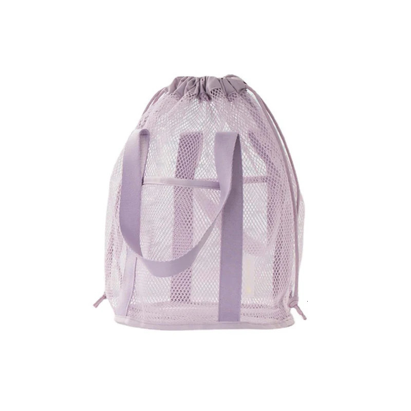Travel large capacity mesh nylon makeup bag organizer folding casual mesh drawstring bag 250321