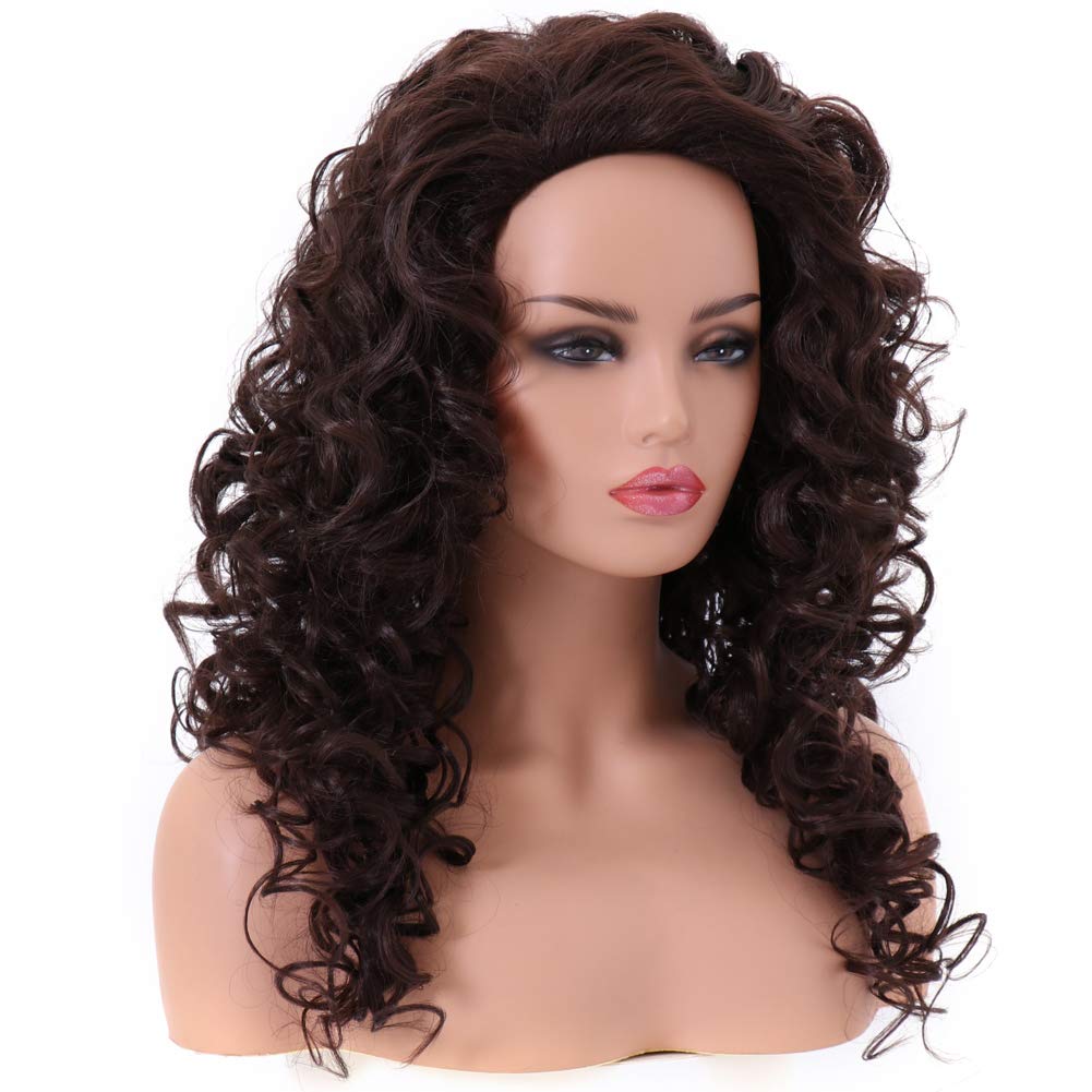 Long Chestnut Brown Hair Curly Wavy Full Head Halloween Wigs for Women Cosplay Costume Party Hairpiece (6#-Chestnut Brown)