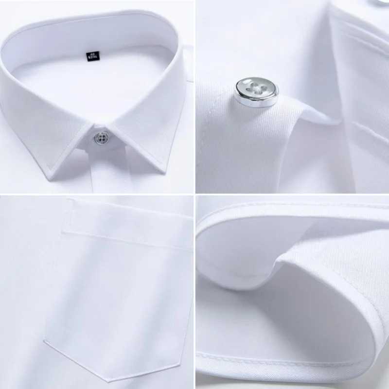 New wrinkle resistant mens shirt long sleeved mens dress slim fit suitable for Camisa Social Business shirt pocket white shirt S-4XL X2503241