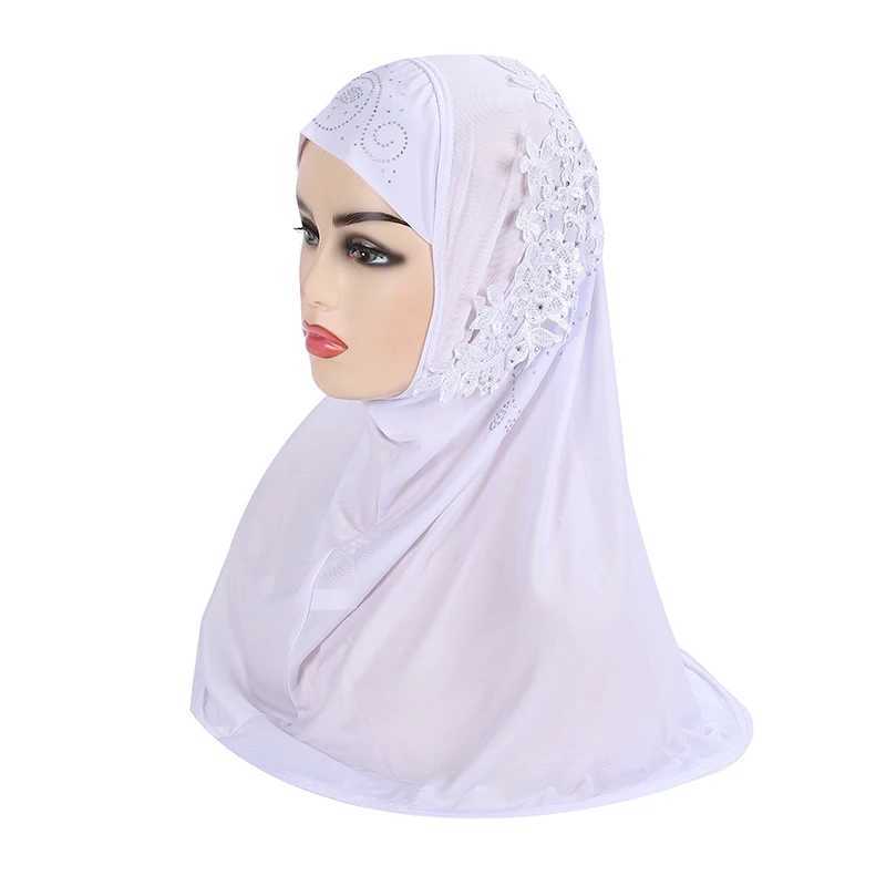 H027 Beautiful teenage Gils Muslim headscarf with lace and stone Islamic scalp razor hat please include on the packaging of Ramadan gifts X250324