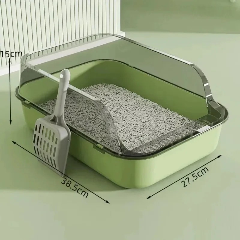 Cat Litter Box Thickening Cat Sandbox with Scoop Semi-enclosed Splashproof Tray Pet Toilet Cleaning Basin Bedpan Accessories