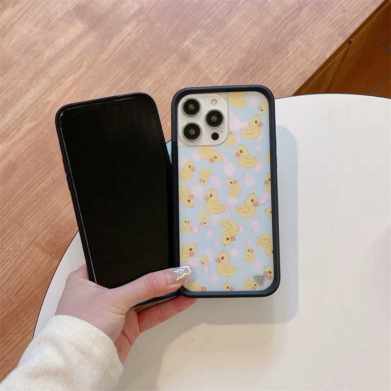 Wildflower Cartoon 3D Cute Dog Cat Anti-Fall Phone Case for iPhone 15 14 13 16 Pro Max WF Pet Duck Shockproof Cover Z250324