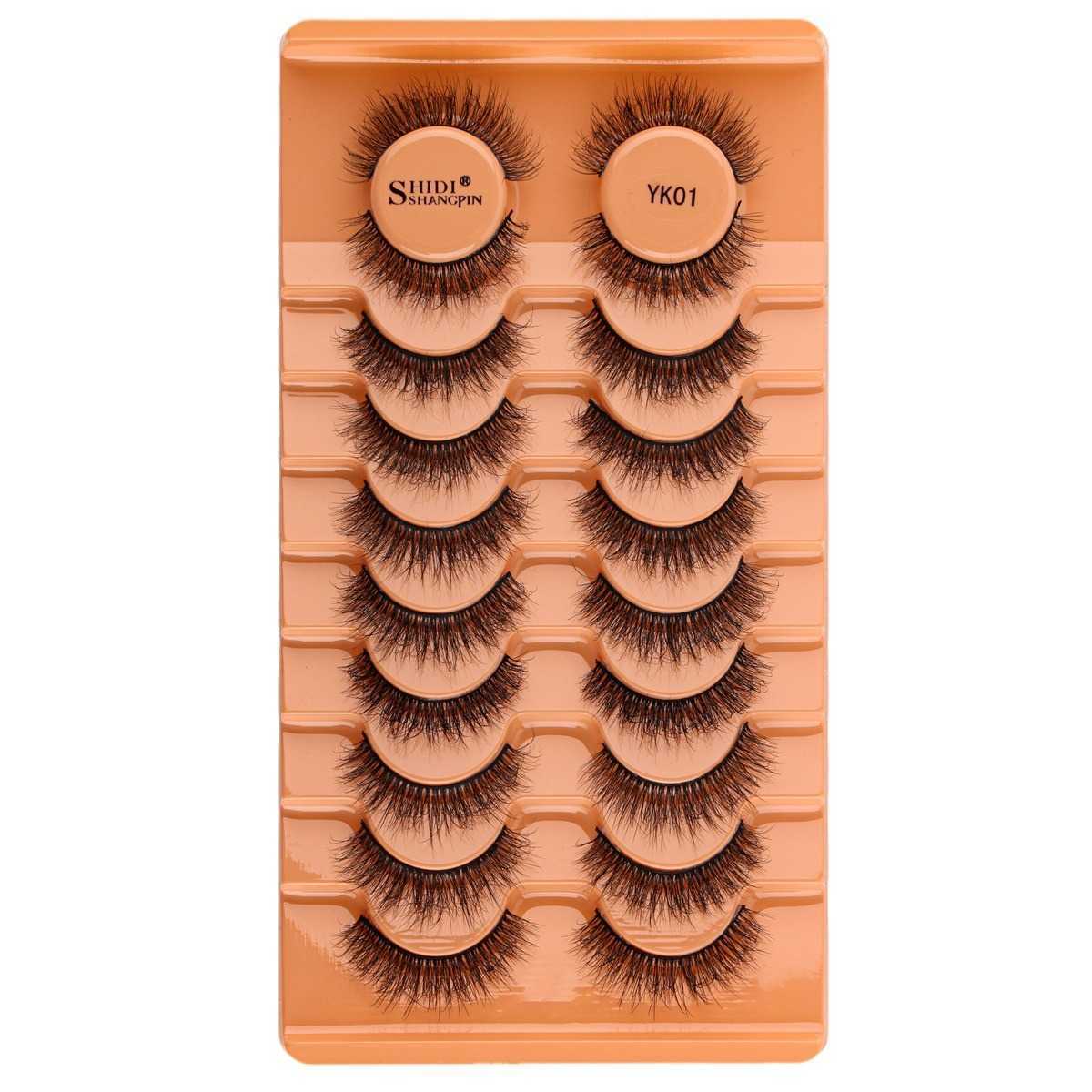 New product 10 pairs of fake eyelashes with natural fluffy faux mink fur and exaggerated thick eyelashes W250324