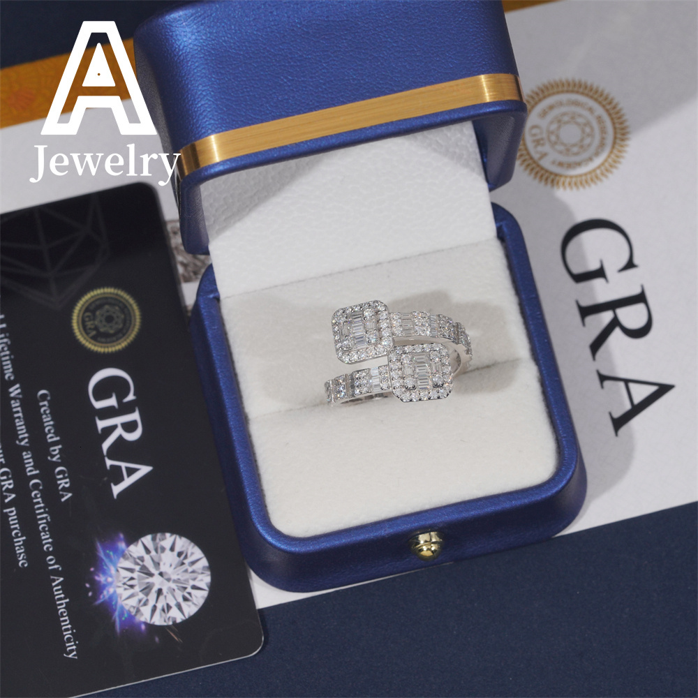 Fashion jewelry 925 sterling silver vs Moissanite hip hop mens and womens ring cross-border promotion products