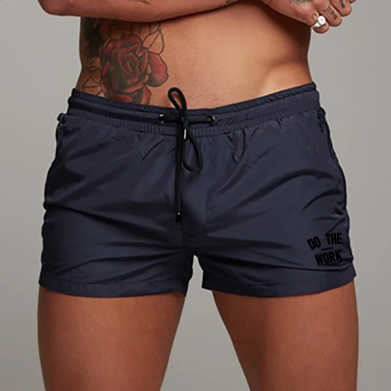 Mens Swimsuit Swim Shorts Summer Casual Beach Board for Men Quick Dry Running Surf Fitness Gym Zipper Pocket 250321