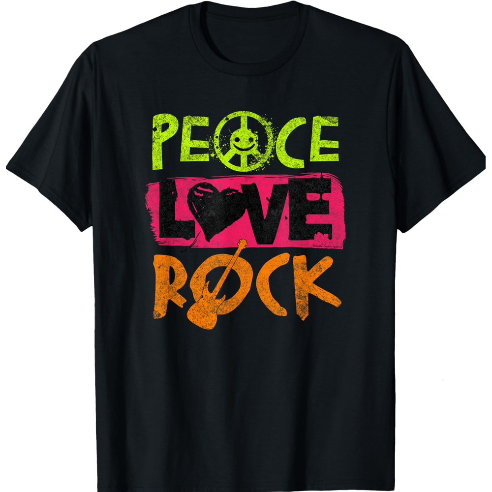 T shirt for Mens Peace Love Rock Guitar Concert Band Rock Music Graphic Tee Casual Tops Clothes Short sleeve