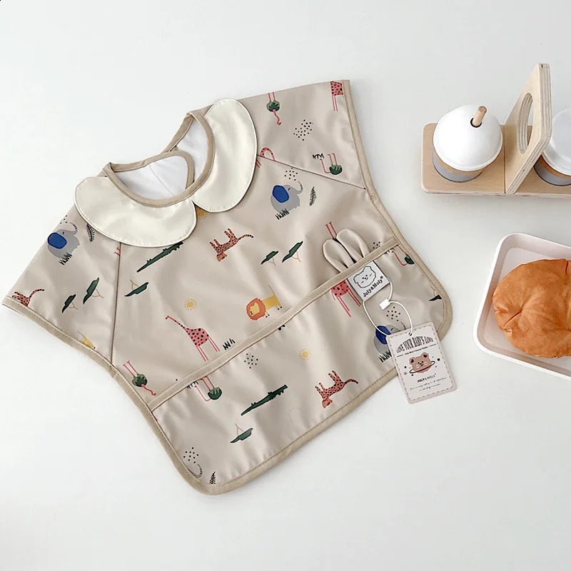 Baby bib soft waterproof eating clothes bib sleeveless cartoon printed dustproof feeding clothing for young childrens products 250324