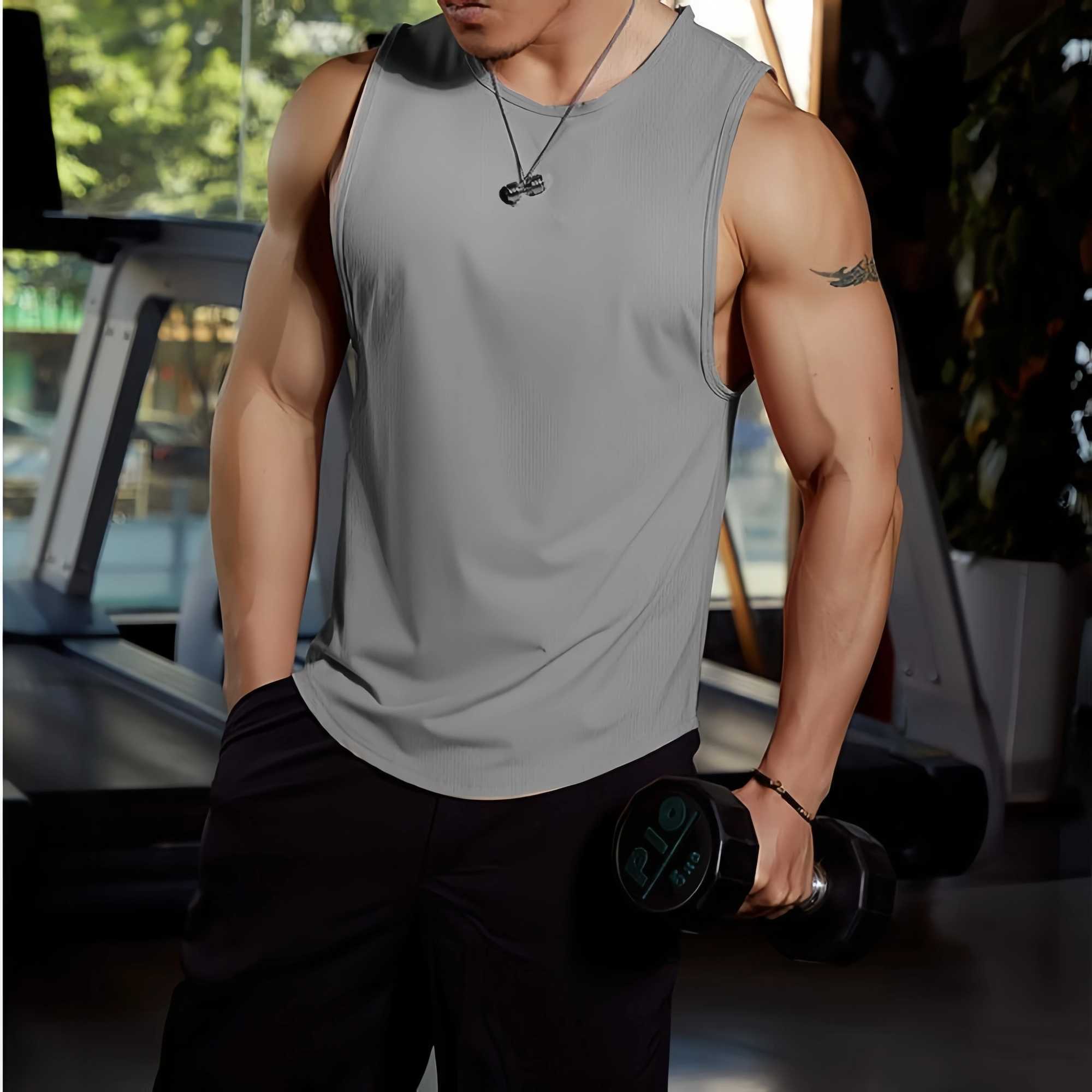 Summer mens fitness vest fitness training clothing fast drying loose and fit sleeveless mens fashionable basketball vest X250324