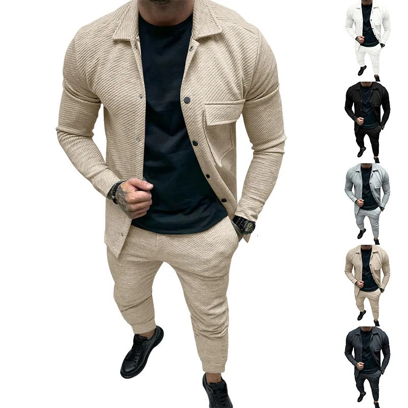 Mens solid color twopiece set 250324