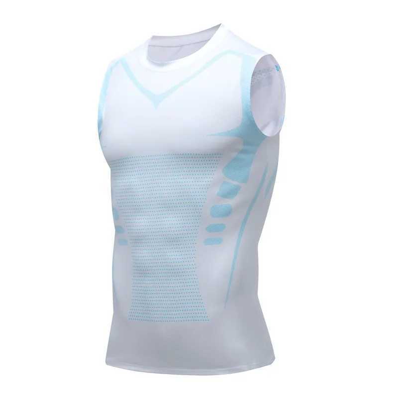 Compression vest mens sports shirt sleeveless quick drying printed sports shirt mens fitness vest X250324