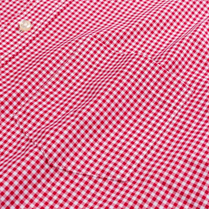 Mens standard fitted long sleeved mini checkered shirt with patch pockets soft 100c ottonw hiteredli ningpl ainwe aveca sualca X2503241
