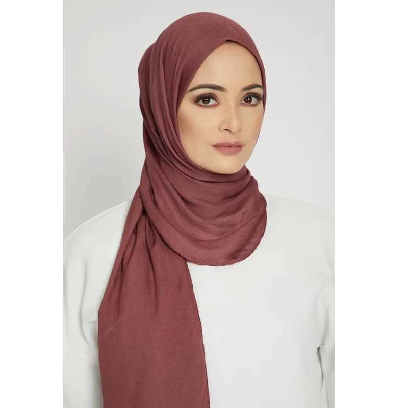 Modal cotton knitted headscarf long Muslim shawl plain weave soft turbo tie bag suitable for African b70x60cm X2503241