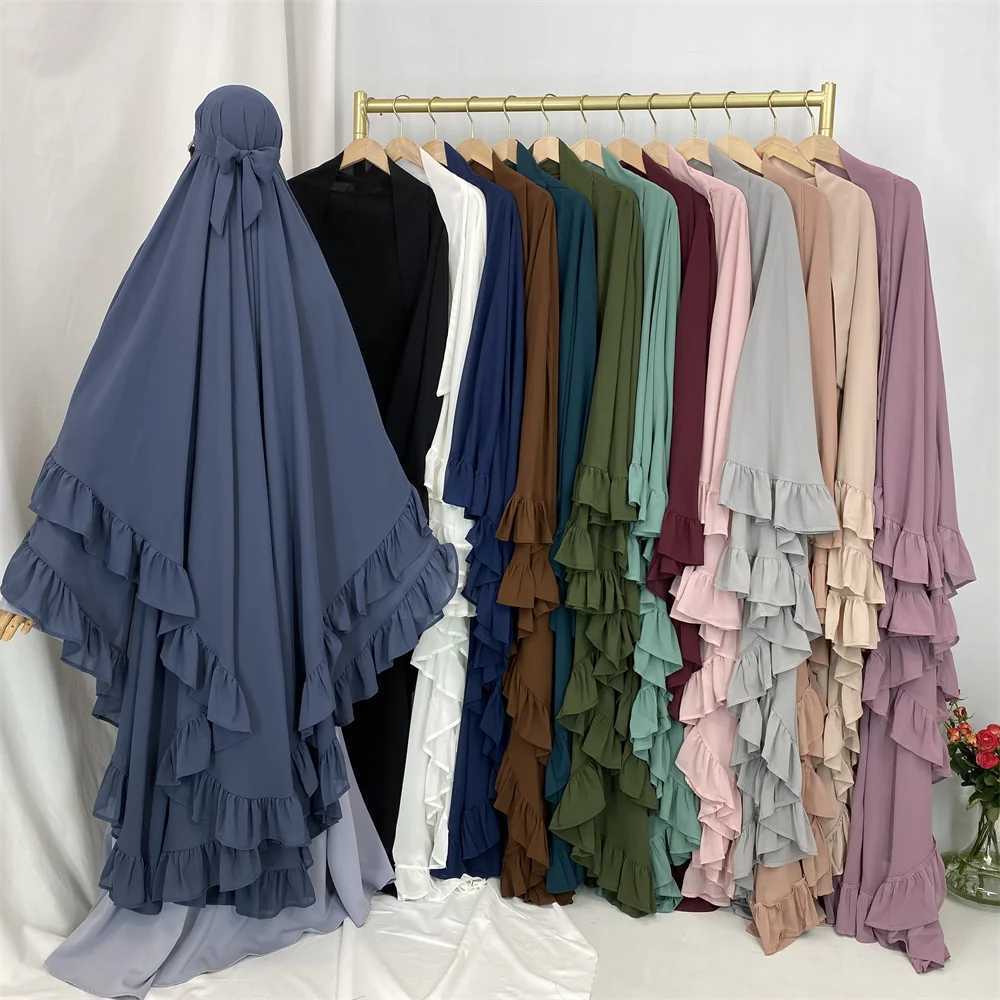 Fashion Extra Long Khimar Plain Chiffon Muslim Prayer Scarf Dubai Ramadan Niqab Abaya for Wen X250324