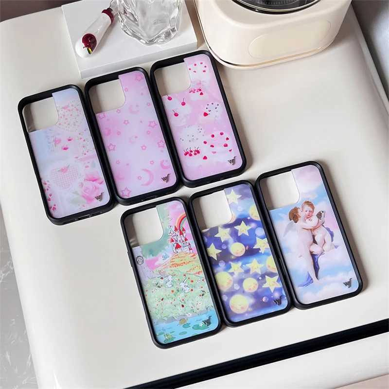 Wildflower Angel Baby Fruit Cake Phone Case For iPhone 16 15 14 13 12 Pro Max Plus WF Moon Star Rabbit Shockproof Cover Z250324