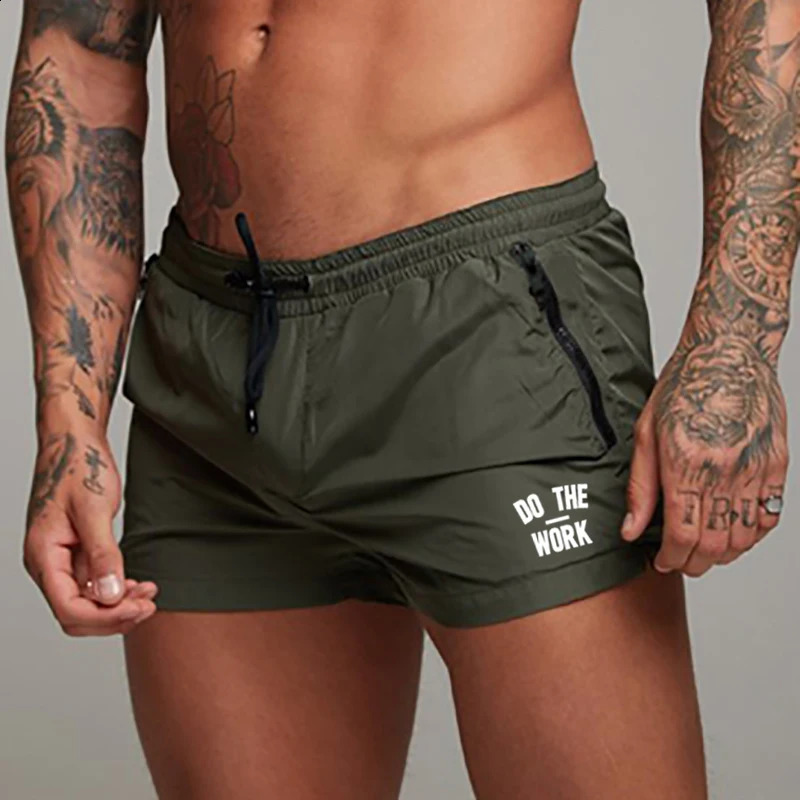 Mens Swimsuit Swim Shorts Summer Casual Beach Board for Men Quick Dry Running Surf Fitness Gym Zipper Pocket 250321