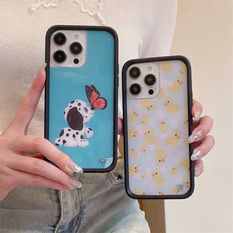 Wildflower Cartoon 3D Cute Dog Cat Anti-Fall Phone Case for iPhone 15 14 13 16 Pro Max WF Pet Duck Shockproof Cover Z250324