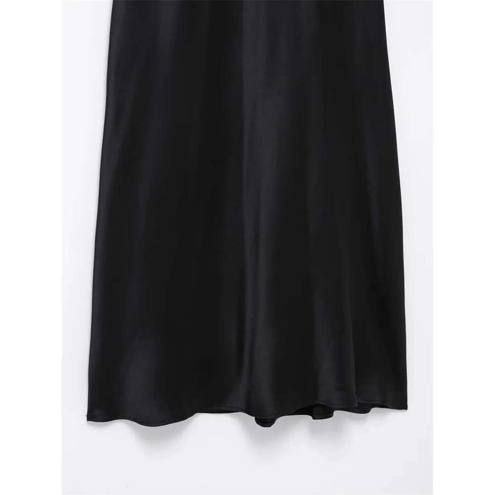 Women's Dresses Spring 2025 New Midi Dress Mystic Black Noble Elegant Covering The Flesh And Showing Thinness